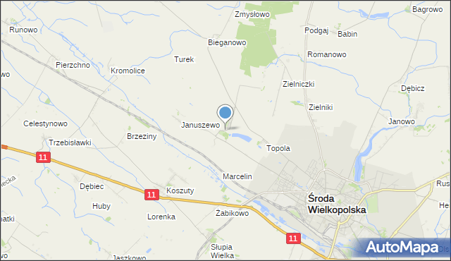 mapa Jarosławiec, Jarosławiec gmina Środa Wielkopolska na mapie Targeo